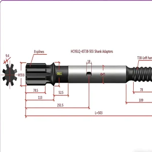 Forged Shank Adapter 45T38 503mm for Mining Hydraulic Rock Drill Drilling Equipment Montabert HC95LQ SA