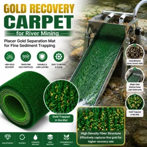 Gold Recovery Mat High Density Artificial Grass for Fine Gold Separation River Mining Placer Gold Panning Sediment Trapping