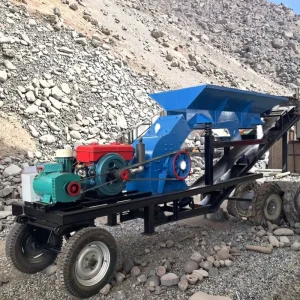 Hammer Mini Stone Crusher AC Motor Engine Mobile Quarry Machine with Max.40t h Capacity Bearing Sand Making