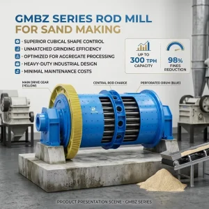 Heavy Duty GMBZ Series Sand Making Rod Mill Custom Liner Material for Hard Rock Silica Sand Cement Clinker Milling
