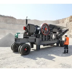 Heavy Duty Mobile Jaw Crusher with AC Motor Gear Bearing Easy Operation Screening Station for Stone Iron Gold Ore Rock Crushing