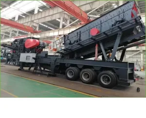 High Efficiency 150tph Mobile Tire Type Stone Crushing Station MTF150R 3 Including Feeder Jaw Crusher Impact Crusher and Screen