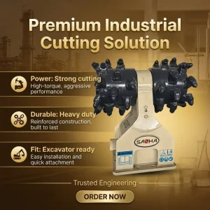 High Efficiency Rotary Drum Hydraulic Milling Cutter Steel for Crawler Excavator Wall Demolition 1 Year Warranty