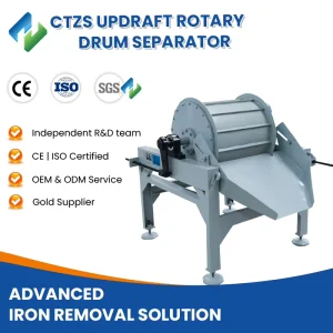 High Intensity NdFeB Magnet Stainless Steel Drum Automatic Discharge Waste Sorting CTZS Updraft Rotary Drum Separator