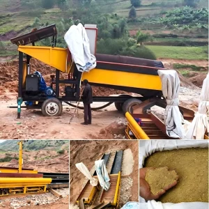High Recovery Mobile Gold Trommel With Water Spray System For Africa River Sand Gold Washing