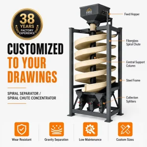High-Recovery PLC-Controlled Mining Spiral Separator For Gold Chrome Ore Gravity Spiral Chute Concentrator Custom Drawing