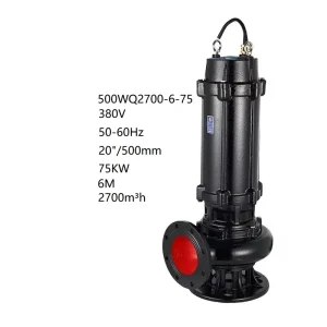 High Temperature Resistance 75kw Cast Iron Submersible 20″ 500mm Sewage Industry Waste Water Pump