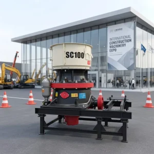 Hong Xing Hydraulic Cone Crusher SC100 AC Motor PLC Control 45-135t/h Hard Rocks Concrete