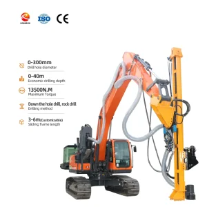 Hydraulic Excavator Rock Drill DTH Drilling Rig Borehole Drilling Machine Motor Hard Rock Quarry Mining Engineering