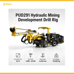 Hydraulic Mining Development Drill Rig Underground Jumbo 24 m2 Coverage for Tunnel Hard Rock Drilling Work