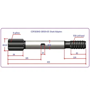 Hydraulic Rock Drill Shank R38 435mm Forged 23CRNI3MO for Atlas Copco1838HD Ore Mining