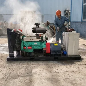 Hydro Blasting Machine High Pressure Water Jet Cleaning Equipment 10000psi Stainless Steel Diesel Powered Trailer Triplex