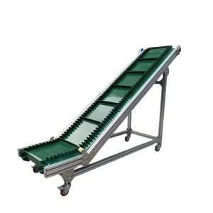 Incline Conveyor System Corrugated Sidewall Cleated Belt with Feed Hopper