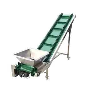 Inclined Belt Conveyor With Hopper Waterproof Belt For Bulk Material Transport In Food Grain And Feed Production