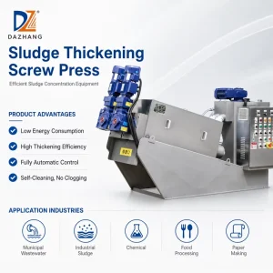 Industrial Automatic Sludge Thickening Screw Press for Municipal Food Processing and Chemical Wastewater Treatment