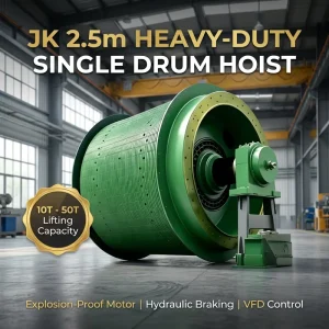 JK 2.5m Heavy Duty Electric Single Drum Mine Hoist 10T 50T Explosion Proof Winder for Coal Shaft Sinking Lifting Equipment