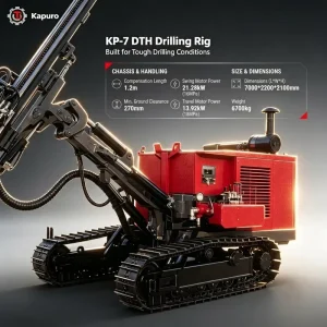 KP-7 Crawler Mounted DTH Down the Hole Hammer Drilling Rig 88kW Diesel 6.7T for Open Pit Quarry Blast Hole Mining