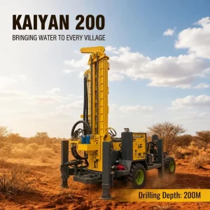 KY200 Portable Diesel Powered Water Well Drilling Rig 200m Borehole Equipment Wheel Mounted Hydraulic Drill