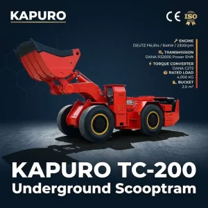 Kapuro TC 200 112kw Deutz BF6L914 Low Maintenance Long Service Life CE Certified 2.5 Yards Underground Articulated Ore Scraper