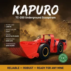 Kapuro TC 200 Deutz Engine LHD Loader CE ISO Certified Corrosion Resistant Heavy Duty Gold Mining Equipment South Africa