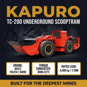 Kapuro TC 200 Durable Steel Frame Quick Parts Replacement 1 Year Warranty Remote Control 2.5 Yards Underground LHD Scooptram