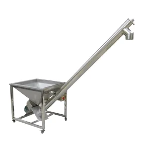Large Capacity Helical Blade Inclined Stainless Steel Screw Conveyor With Hopper for Food Industry