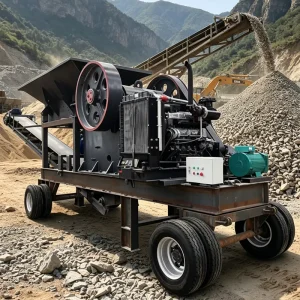 Large scale Mobile Old Jaw Crusher Heavy duty PE400*600 Type Quarrying Rock Granite Crushing Machine