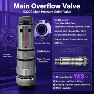 Main Relief Valve Main Gun 310 0395 For E320C Safety Overflow Valve excavator spare parts Low MOQ