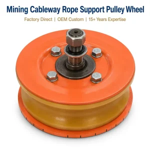 Mining Cableway Rope Support Pulley Wheel Underground Mine Man Riding Monorail Heavy Duty Sheave Roller OEM Factory