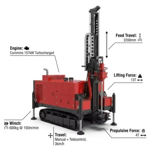 Mining Core Sampling Rig KP 1200 10-90 Deg Adjustable Angle Diesel Engine Drill with Gear Pump Drill Machine