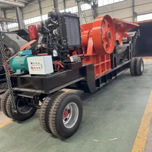 Mobile Diesel Engine Gold Ore River Stone Jaw Crusher Machine with AC Motor Bearing High Capacity