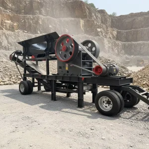 Mobile Jaw Crushers with Engine Motor and Gear Belt Conveyors Feeders for Gravel Gold Ore Hard Rock Crushing