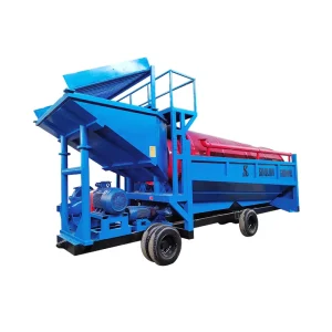 Mobile Stationary Sand Trommel Screen With PLC Pump Gear Motor For River Gold Mining 30-150 TPH Capacity 380V 440V