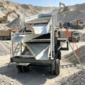 Mobile Vibrating Screen with Belt Conveyor for Quarries Three Deck Vibrating Screen Aggregate Vibrating Screen
