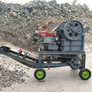 Mobile Wheeled Jaw Crusher Equipped with Belt Conveyor for Continuous Ore Crushing