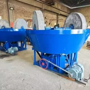 Model 1400 Double wheel Gravity Steel Gold Ore Pan Mill Motor Gear Bearing High Rigidity 380V 1 5T Capacity for Gold Washing