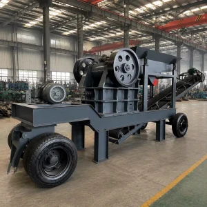 Motor Mobile Jaw Crusher With Vibrating Feeder And Belt Conveyor For Quarry Site Continuous Crushing