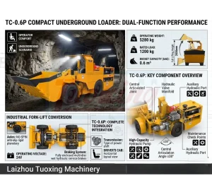 Narrow Vein Mining Small Turning Radius Complete Gold Mine Equipment 0.6 Cbm Scooptram Euro 5 Engine Underground Loader