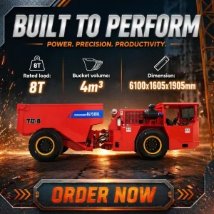 New kapuroHeavy Duty Underground Dump Truck TU-8 8 Ton Capacity CE ISO Mining Tunneling Projects Best Underground Mining Truck