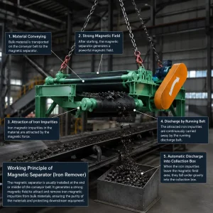Overband Magnetic Separator for Conveyor Belt Automatic Iron Removal Custom Size and Color