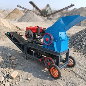 PC400*300 Small Diesel Hammer Crusher for Gold Mining 10t h Portable Stone Crushing Machine for Powder Making
