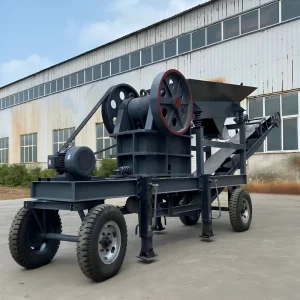 PE 400*600 Mobile Jaw Crusher Engine Max.50t/h Capacity Vibrating Feeder Conveyor High Productivity for Rock Mining