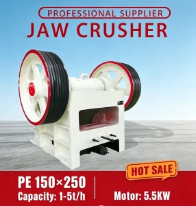PE150*250 Stone Jaw Crusher with Motor and Gearbox 1 3TPH Capacity Mining Application Long Service Life
