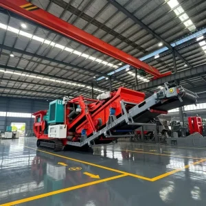 Portable 1214 Tracked Impact Crusher Plant Producing Two Finished Materials for Aggregate Production