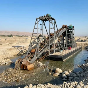 Portable Gold Washing Plant Matched with Bucket Chain Dredger for Riverside Ore Exploitation
