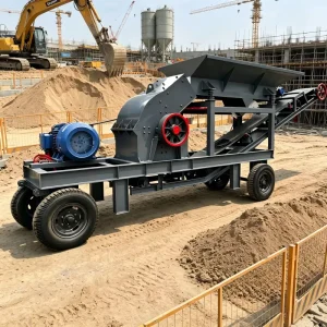 Portable Hammer Crushing Station Integrated Feeding Crushing Conveying System for Construction Site Solid Waste Treatment