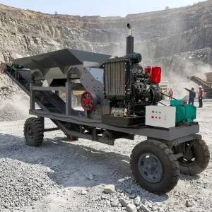 Portable Mobile High Productivity AC Motor Hammer Crusher with Bearing and Gearbox for Ore Rock Stone Crushing Remote Mining Site