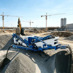 Portable Mobile Impact Crusher AC Motor Vibrating Screen 150-250t/h Capacity Gold Mining Hard Rock Crushing