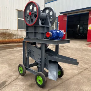 Portable Wheeled Mobile Jaw Crusher with Engine Gear PLC for High Efficiency Rock Crushing Max 10t/h Capacity