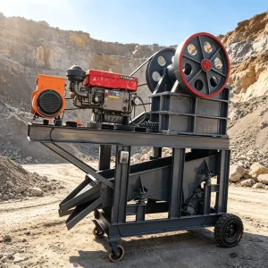 Primary Crushing Equipment PE220x350 Portable Mobile Mini Rock Jaw Crusher Machine With Vibrating Screen